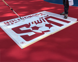 playground graphic painting with vinyl stencils